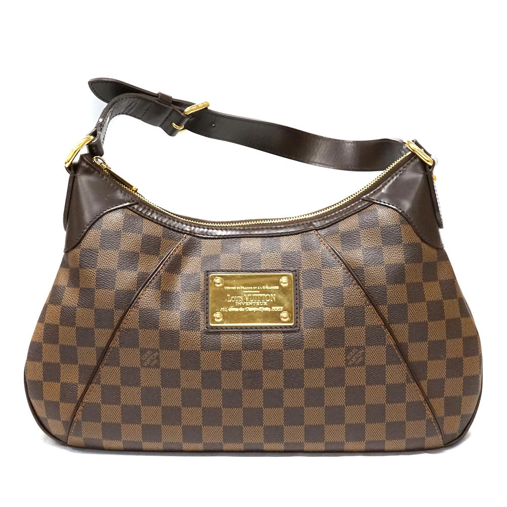 LOUIS VUITTON Thames Hobo Bag Damier Canvas Ebene Brown Crossbody